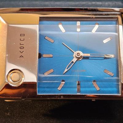 Men's Wrist Watches, Wrist Bands and a Bulova Travel Clock (LR-DW)