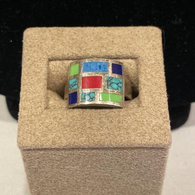 Vintage multi color 925 stamped ring