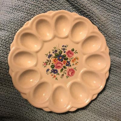 Florals and Dyed Eggs Egg Dish Lot