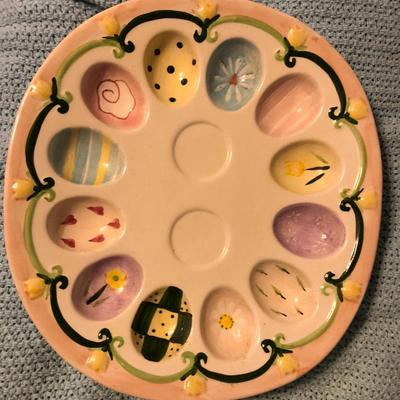 Florals and Dyed Eggs Egg Dish Lot