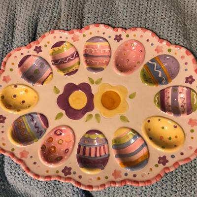 Florals and Dyed Eggs Egg Dish Lot