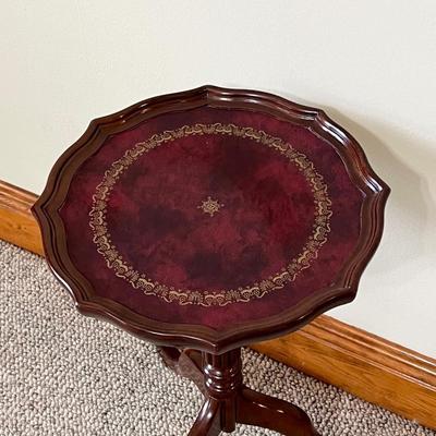 BOMBAY ~ Leather Top Mahogany Pedestal Table