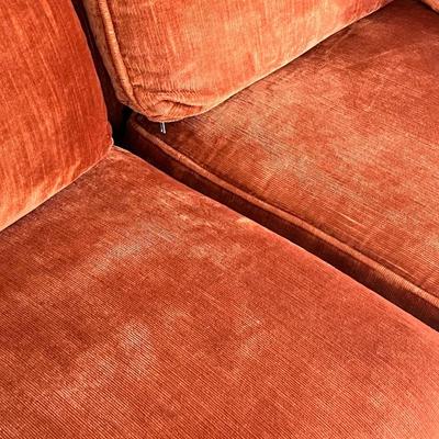 HENREDON ~ Vtg. Velvet Burnt Orange Sofa ~ Hurwitz Mintz ~ *Read Details