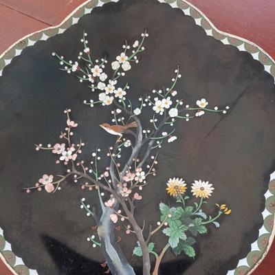 SILVER WIRE CLOISONNE DISH