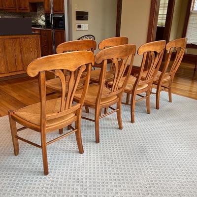 NICHOLS & STONE ~ Set Of Six (6) Solid Wood Rush Chairs