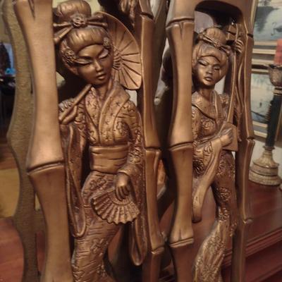 Vintage Plastic Asian Theme Wall Decor