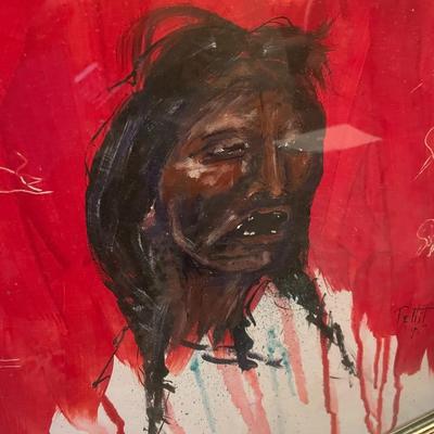 Framed Indigenous Painting, signed Pettit (?) '95