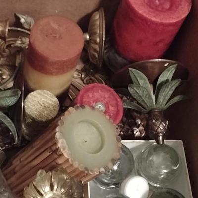 Collection of Candles and Candle Accessories, Holders, etc.