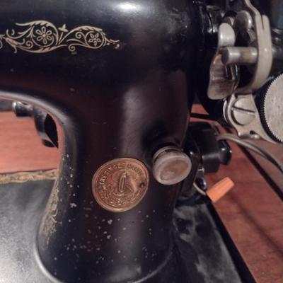 Vintage Singer Sewing Machine with Cabinet and Bench