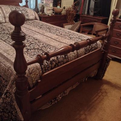 Full Size Bed with Wooden Head and Foot Boards