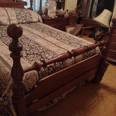 Full Size Bed with Wooden Head and Foot Boards