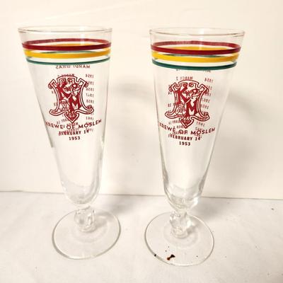 Lot #107 Vintage Krewe of Moslem (Mardi Gras) Pilsner Glasses - Pair