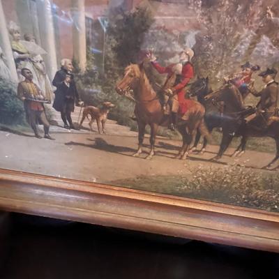 Framed print of 18th Century Visit, Signed