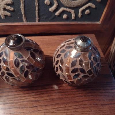 Pair of Mosaic Design Oil Lamps
