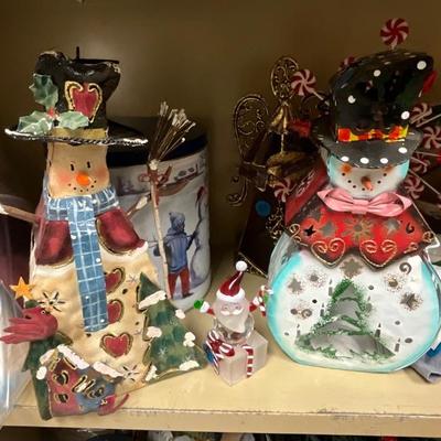 Christmas items with shelving unit