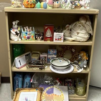 Easter items with shelving unit