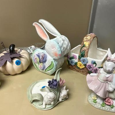 Easter items with shelving unit