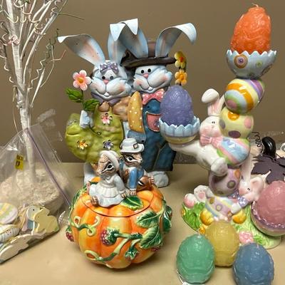Easter items with shelving unit