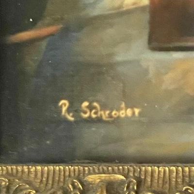 Signed Art of the Archangel Michael in a Gold Frame - R. Schroder