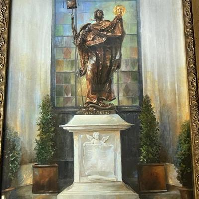 Signed Art of the Archangel Michael in a Gold Frame - R. Schroder