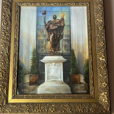 Signed Art of the Archangel Michael in a Gold Frame - R. Schroder