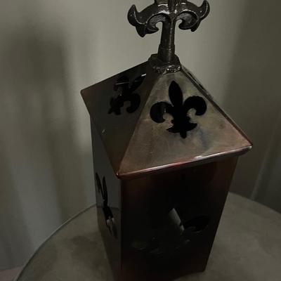 Metal Fleur de Lis Candle Cover