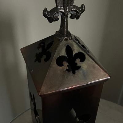 Metal Fleur de Lis Candle Cover