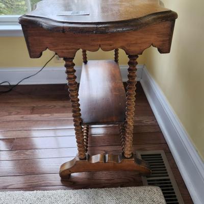 Antique 2 Tier Spindle Leg Side Table 32x18x24