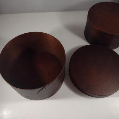 Pair of Wooden Cheese Style Boxes