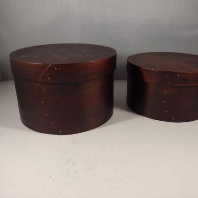Pair of Wooden Cheese Style Boxes