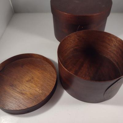 Pair of Wooden Cheese Style Boxes
