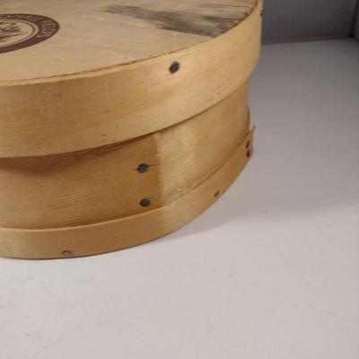 Marshall Fields Wooden Cheese Box Filled with Bird's Feathers