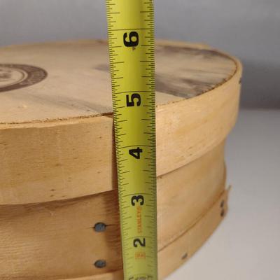 Marshall Fields Wooden Cheese Box Filled with Bird's Feathers