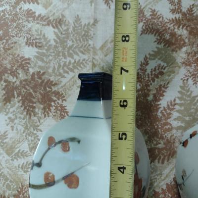 Pair of Cherry Blossom Design Porcelain Vases