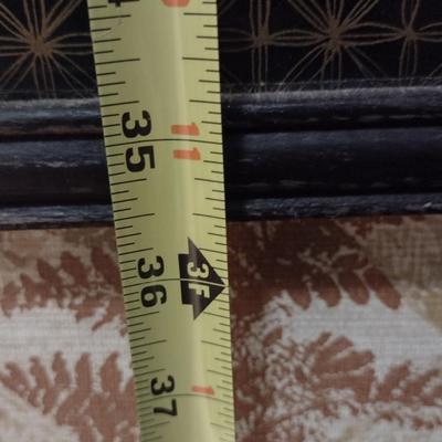 Pair of Black Lacquer Finish Asian Design Panels with Mother of Pearl Inlay