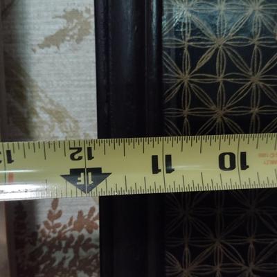 Pair of Black Lacquer Finish Asian Design Panels with Mother of Pearl Inlay