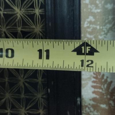 Pair of Black Lacquer Finish Asian Design Panels with Mother of Pearl Inlay