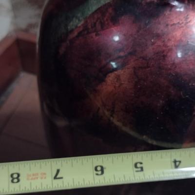 Glass Floor Vase with Natural Cattail Arrangement