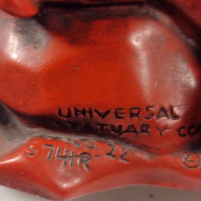 Pair of Vintage Universal Statuary Cinnabar Style Asian Design Statues