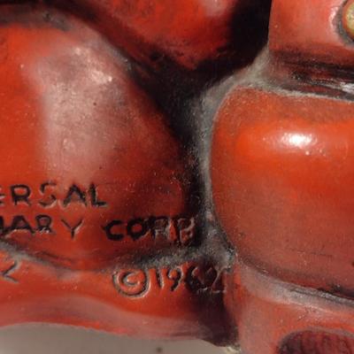 Pair of Vintage Universal Statuary Cinnabar Style Asian Design Statues