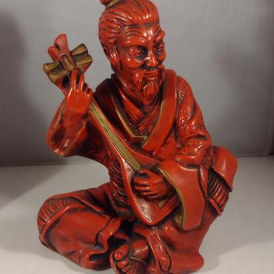 Pair of Vintage Universal Statuary Cinnabar Style Asian Design Statues