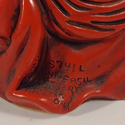 Pair of Vintage Universal Statuary Cinnabar Style Asian Design Statues