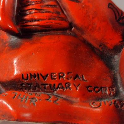 Pair of Vintage Universal Statuary Cinnabar Style Asian Design Statues