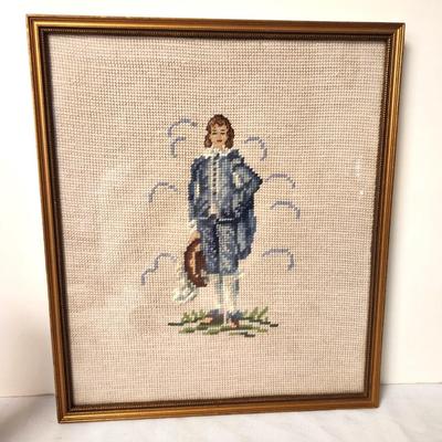 Lot #122L Vintage "Blue Boy" Needlepoint in Frame