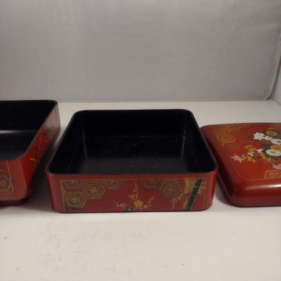 Plastic Trays and Double Layer Box with Floral and Asian Designs