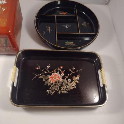 Plastic Trays and Double Layer Box with Floral and Asian Designs