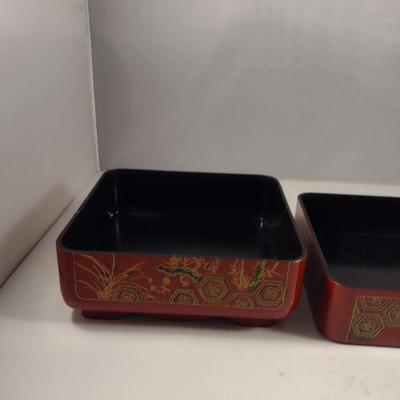 Plastic Trays and Double Layer Box with Floral and Asian Designs