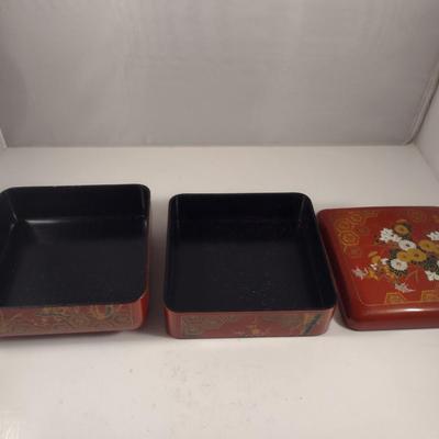 Plastic Trays and Double Layer Box with Floral and Asian Designs