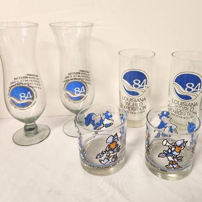 Lot #125 Lot of 6 1984 World's Fair glasses - Hurricane Style