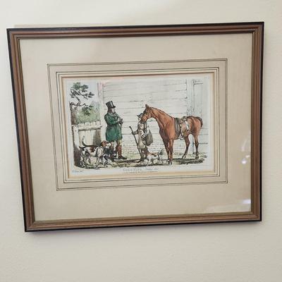 3 Framed Art English Hunting Scene 2 Bachelor's Hall Horses Hounds